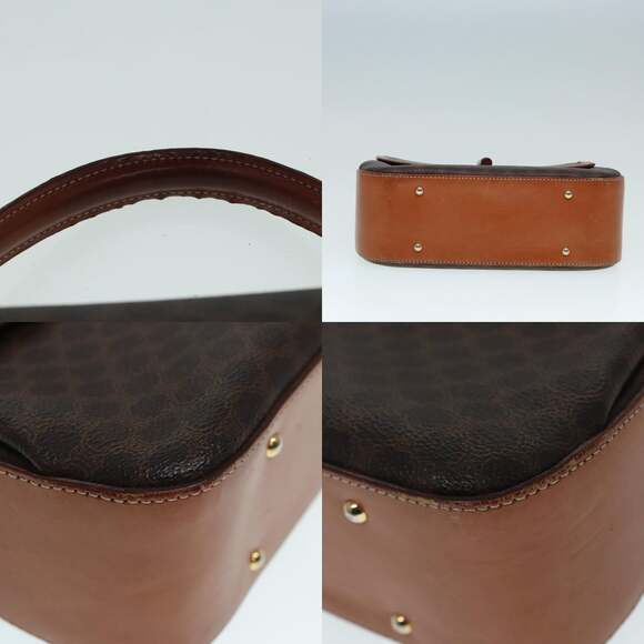 CELINE Macadam Canvas Hand Bag Pvc Leather Brown Gold - Picture 10 of 13